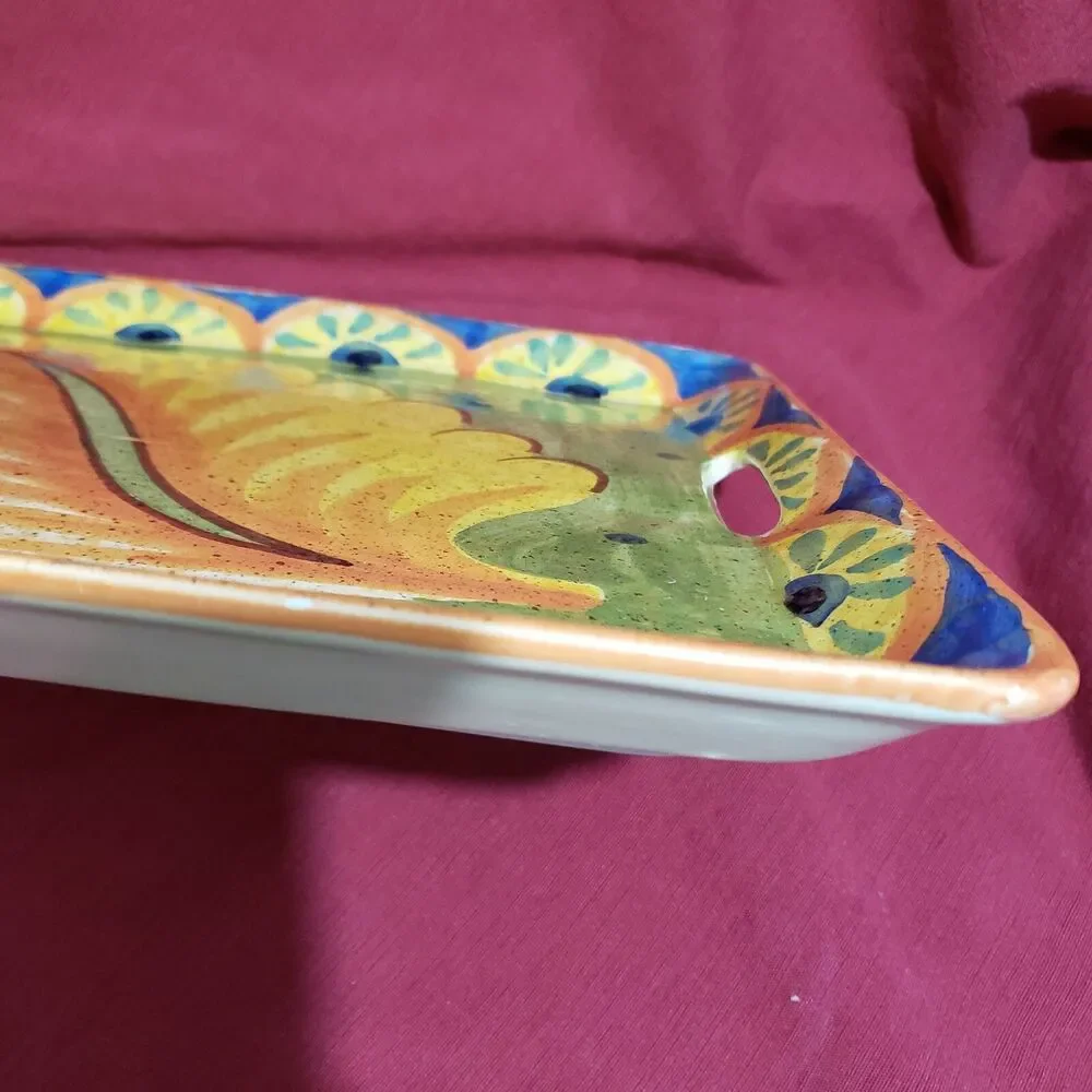 Archer Anita Mary Bellini Piu Italy Made Multicolor ceramic Tray Handles 14
